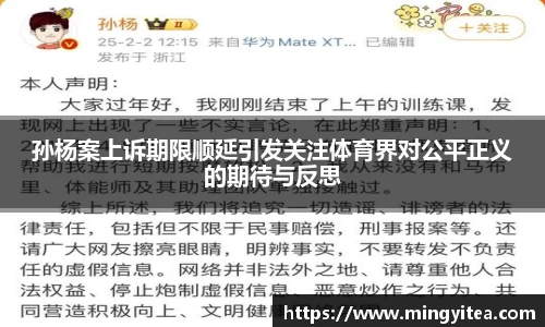 孙杨案上诉期限顺延引发关注体育界对公平正义的期待与反思