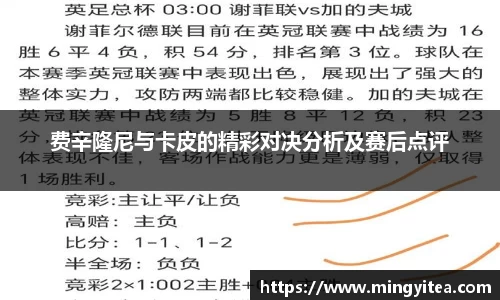 费辛隆尼与卡皮的精彩对决分析及赛后点评